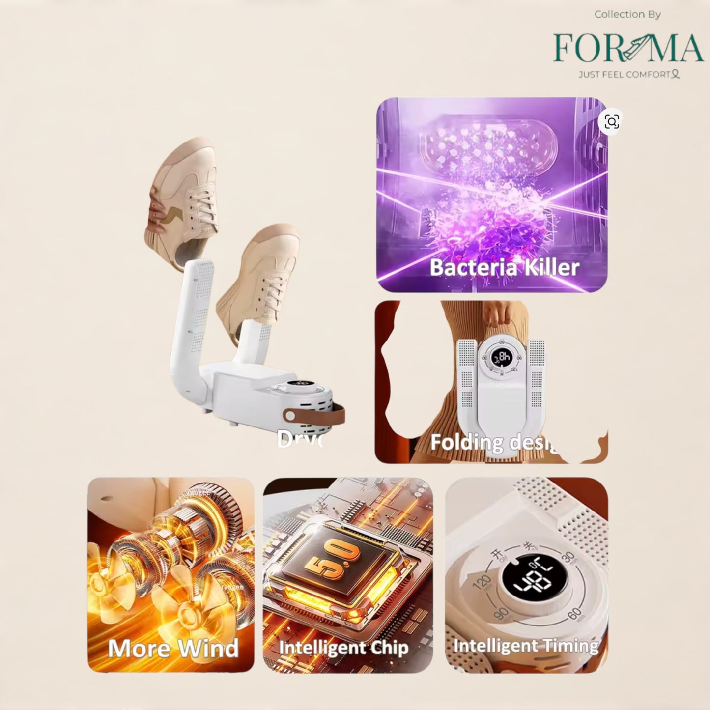 220V Footwear Dryer Machine – Compact Folding Design for Shoes & Boots - FORMA SHOES
